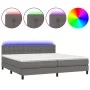 Box spring bed with mattress and LED gray synthetic leather 200x200 cm by vidaXL, Beds and slatted bases - Ref: Foro24-313424...