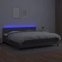 Box spring bed with mattress and LED gray synthetic leather 200x200 cm by vidaXL, Beds and slatted bases - Ref: Foro24-313424...
