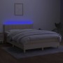 Box spring bed with mattress and LED cream fabric 140x200 cm by vidaXL, Beds and slatted bases - Ref: Foro24-3133722, Price: ...