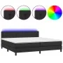 Box spring bed with mattress and LED black synthetic leather 200x200 cm by vidaXL, Beds and slatted bases - Ref: Foro24-31342...