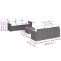 Set de comedor de jardín 7 pzas y cojines ratán sintético negro