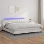 Box spring bed with mattress and LED white synthetic leather 200x200 cm by vidaXL, Beds and slatted bases - Ref: Foro24-31342...