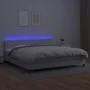 Box spring bed with mattress and LED white synthetic leather 200x200 cm by vidaXL, Beds and slatted bases - Ref: Foro24-31342...