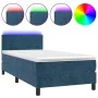 Cama box spring colchón y LED terciopelo azul oscuro 90x200 cm de vidaXL, Camas y somieres - Ref: Foro24-3134265, Precio: 307...