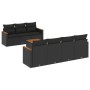 Set de sofás de jardín 8 piezas y cojines ratán sintético negro