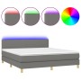 Box spring bed with mattress and LED dark gray fabric 160x200 cm by vidaXL, Beds and slatted bases - Ref: Foro24-3133566, Pri...