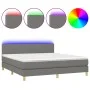 Box spring bed with mattress and LED dark gray fabric 160x200 cm by vidaXL, Beds and slatted bases - Ref: Foro24-3133566, Pri...
