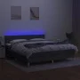 Box spring bed with mattress and LED dark gray fabric 160x200 cm by vidaXL, Beds and slatted bases - Ref: Foro24-3133566, Pri...