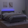 Box spring bed with mattress and LED light gray velvet 140x200 cm by vidaXL, Beds and slatted bases - Ref: Foro24-3134285, Pr...
