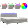 Boxspringbett mit Matratze und hellgrauem LED-Samt 200x200 cm von vidaXL, Betten und Lattenroste - Ref: Foro24-3134303, Preis...