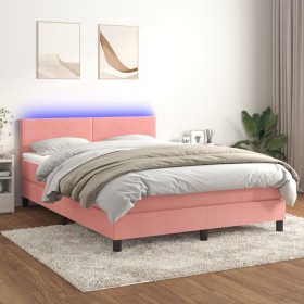 Boxspringbett mit Matratze und LED-Rosa-Samt 140x190 cm von vidaXL, Betten und Lattenroste - Ref: Foro24-3134284, Preis: 442,...