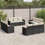 Set de sofás de jardín 12 piezas cojines ratán sintético negro