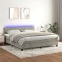 Cama box spring colchón y LED terciopelo gris claro 160x200 cm de vidaXL, Camas y somieres - Ref: Foro24-3134291, Precio: 477...