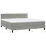 Box spring bed with mattress and LED light gray velvet 160x200 cm by vidaXL, Beds and slatted bases - Ref: Foro24-3134291, Pr...