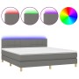 Boxspringbett mit Matratze und dunkelgrauem LED-Stoff 160x200 cm von vidaXL, Betten und Lattenroste - Ref: Foro24-3133726, Pr...