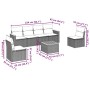 Set de comedor de jardín 7 pzas y cojines ratán sintético negro