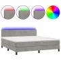 Boxspringbett mit Matratze und hellgrauem LED-Samt 180x200 cm von vidaXL, Betten und Lattenroste - Ref: Foro24-3134297, Preis...