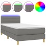 Cama box spring con colchón y LED tela gris oscuro 90x200 cm de vidaXL, Camas y somieres - Ref: Foro24-3133766, Precio: 315,7...