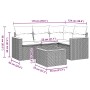 Set de muebles de jardín 5 pzas y cojines ratán sintético negro