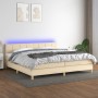 Cama box spring con colchón y LED tela crema 200x200 cm de vidaXL, Camas y somieres - Ref: Foro24-3133746, Precio: 535,91 €, ...