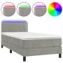Box spring bed with mattress and LED light gray velvet 90x200 cm by vidaXL, Beds and slatted bases - Ref: Foro24-3134321, Pri...
