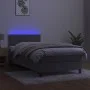 Box spring bed with mattress and LED light gray velvet 90x200 cm by vidaXL, Beds and slatted bases - Ref: Foro24-3134321, Pri...