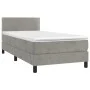 Box spring bed with mattress and LED light gray velvet 90x200 cm by vidaXL, Beds and slatted bases - Ref: Foro24-3134321, Pri...