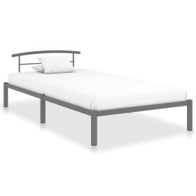 Estructura de cama de metal gris 90x200 cm de vidaXL, Camas y somieres - Ref: Foro24-284662, Precio: 80,55 €, Descuento: %
