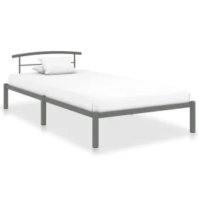 Gray metal bed frame 90x200 cm by vidaXL, Beds and slatted bases - Ref: Foro24-284662, Price: 79,48 €, Discount: %