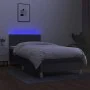Box spring bed with mattress and LED dark gray fabric 90x190 cm by vidaXL, Beds and slatted bases - Ref: Foro24-3133838, Pric...