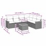 Set de comedor de jardín 7 pzas y cojines ratán sintético negro