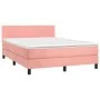 Box spring bed with mattress and LED pink velvet 140x200 cm by vidaXL, Beds and slatted bases - Ref: Foro24-3134290, Price: 4...