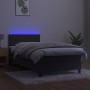 Cama box spring colchón y LED terciopelo gris oscuro 80x200 cm de vidaXL, Camas y somieres - Ref: Foro24-3134250, Precio: 286...