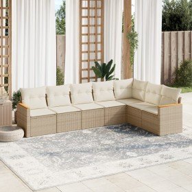 Set sofás de jardín 7 piezas y cojines ratán sintético beige en Conjuntos de jardín | Comprar online en Foro24
