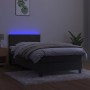 Box spring bed with mattress and LED dark gray velvet 90x190 cm by vidaXL, Beds and slatted bases - Ref: Foro24-3134376, Pric...