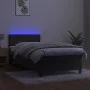 Boxspringbett mit Matratze und dunkelgrauem LED-Samt 90x190 cm von vidaXL, Betten und Lattenroste - Ref: Foro24-3134376, Prei...