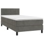 Box spring bed with mattress and LED dark gray velvet 90x190 cm by vidaXL, Beds and slatted bases - Ref: Foro24-3134376, Pric...