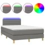 Box spring bed with mattress and LED dark gray fabric 120x200 cm by vidaXL, Beds and slatted bases - Ref: Foro24-3133782, Pri...