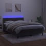 Cama box spring colchón y LED terciopelo gris oscuro 140x200 cm