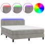 Cama box spring colchón y LED terciopelo gris claro 140x200 cm de vidaXL, Camas y somieres - Ref: Foro24-3134405, Precio: 453...