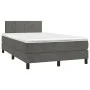Box spring bed with mattress and LED dark gray velvet 120x200 cm by vidaXL, Beds and slatted bases - Ref: Foro24-3134394, Pri...