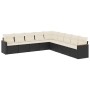 Set de sofás de jardín 8 piezas y cojines ratán sintético negro