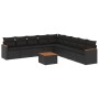 Set de sofás de jardín 10 pzas cojines ratán sintético negro