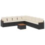 Set de sofás de jardín 10 pzas cojines ratán sintético negro