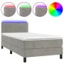 Box spring bed with mattress and LED light gray velvet 100x200 cm by vidaXL, Beds and slatted bases - Ref: Foro24-3134447, Pr...