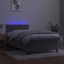 Box spring bed with mattress and LED light gray velvet 100x200 cm by vidaXL, Beds and slatted bases - Ref: Foro24-3134447, Pr...