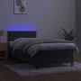 Box spring bed with mattress and LED dark gray velvet 80x200 cm by vidaXL, Beds and slatted bases - Ref: Foro24-3134370, Pric...