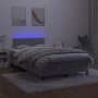 Box spring bed with mattress and LED light gray velvet 120x200 cm by vidaXL, Beds and slatted bases - Ref: Foro24-3134393, Pr...