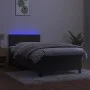 Box spring bed with mattress and LED dark gray velvet 100x200 cm by vidaXL, Beds and slatted bases - Ref: Foro24-3134508, Pri...