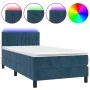 Box spring bed with mattress and LED dark blue velvet 80x200 cm by vidaXL, Beds and slatted bases - Ref: Foro24-3134493, Pric...